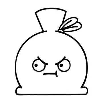 Line drawing cartoon sack Illustrazione stock