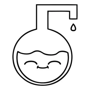 Line drawing cartoon science experiment Stock Illustration