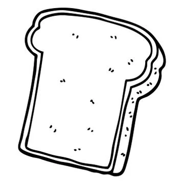 Line drawing cartoon slice of bread Illustrazione stock