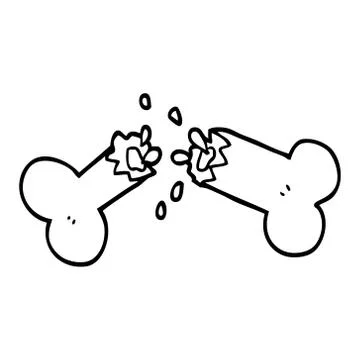 Line drawing cartoon snapped bone Illustrazione stock