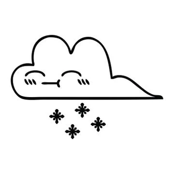 Line drawing cartoon snow cloud Illustrazione stock