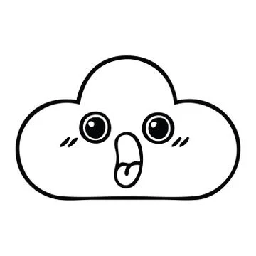 Line drawing cartoon snow cloud Stock Illustration