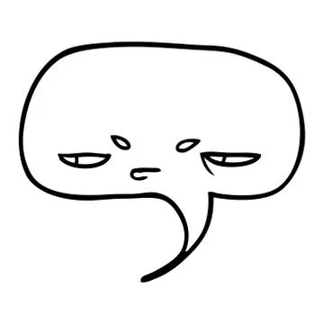 Line drawing cartoon speech bubble with face Stock Illustration