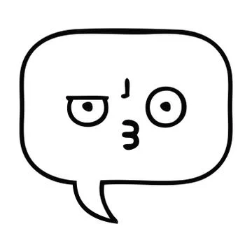 Line drawing cartoon speech bubble Illustrazione stock