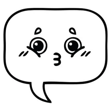 Line drawing cartoon speech bubble Illustrazione stock