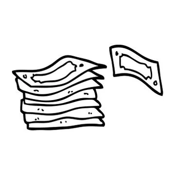 Line drawing cartoon stack of money Stock Illustration