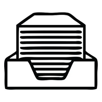 Line drawing cartoon stack of office papers Stock Illustration