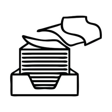Line drawing cartoon stack of office papers Stock Illustration