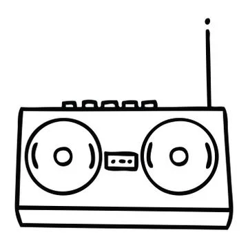 Line drawing cartoon stereo Illustrazione stock