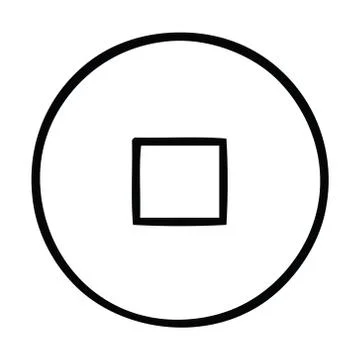 Line drawing cartoon stop button Stock Illustration