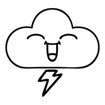 Line drawing cartoon storm cloud Stock Illustration
