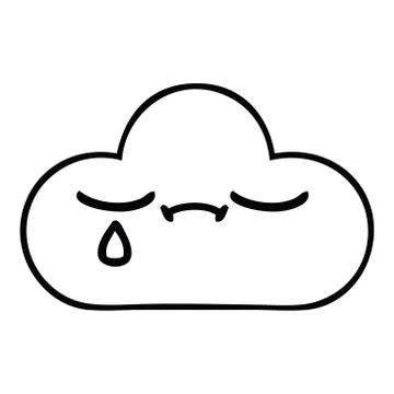 Line drawing cartoon storm cloud Illustrazione stock