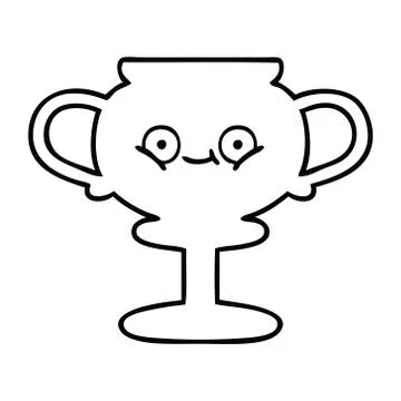 Line drawing cartoon trophy Stockillustratie