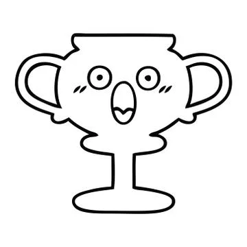 Line drawing cartoon trophy Illustrazione stock