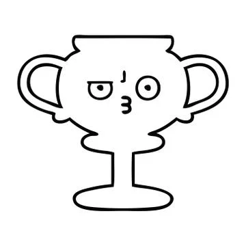 Line drawing cartoon trophy Illustrazione stock