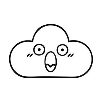 Line drawing cartoon white cloud Illustrazione stock