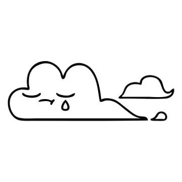 Line drawing cartoon white cloud Illustrazione stock