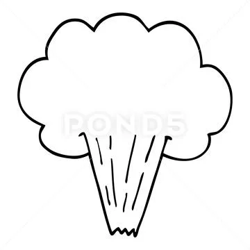 Line drawing cartoon whooshing cloud: Royalty Free #97608610