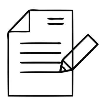 Line drawing cartoon of writing a document Stock Illustration