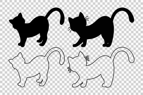 Line drawing of cat icon set, cat vector icon, cat silhouette イラスト素材