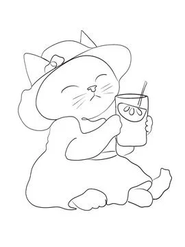 Line drawing cat Illustrazione stock