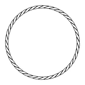 Line drawing circular frame made from thick, braided rope Stock Illustration