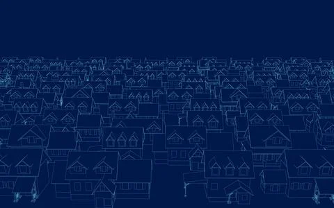 Line Drawing City Scenes. Vector illustration Stock Illustration