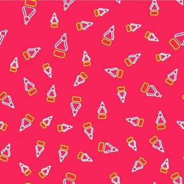 Line Drawing compass icon isolated seamless pattern on red background. Compasses Stock Illustration