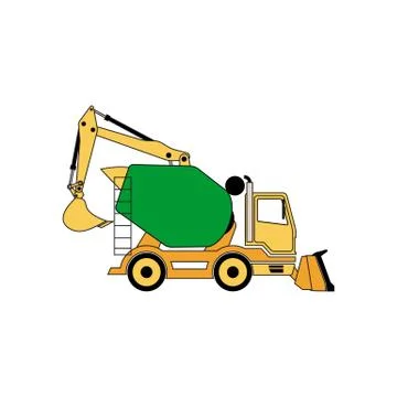 Line drawing construction machine vector illustration isolated on white backg Stock Illustration