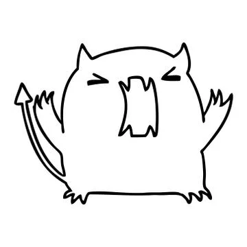 Line drawing of a cute kawaii devil Stock Illustration
