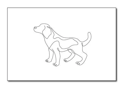 Line drawing of a dog, capturing the animal's outline in a single stroke. Stock Illustration