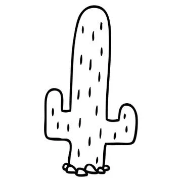Line drawing doodle of a cactus Illustrazione stock