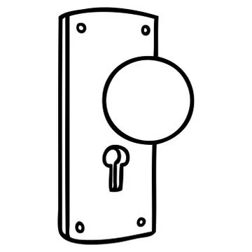 Line drawing doodle of a door handle Illustration