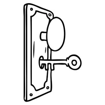 Line drawing doodle of a door handle Illustration