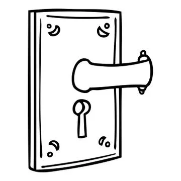 Line drawing doodle of a door handle Illustration