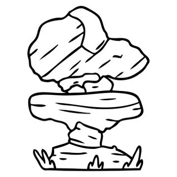 Line drawing doodle of grey stone boulders Stock Illustration