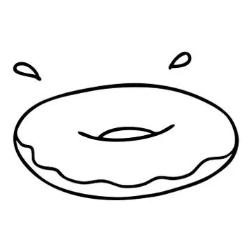 Line drawing doodle of an iced ring donut 스톡 일러스트