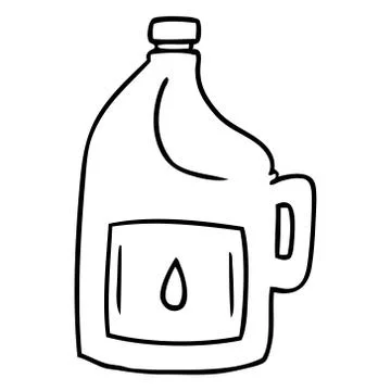 Line drawing doodle of a large drinking bottle Stock Illustration