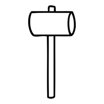 Line drawing doodle of a mallet Stock Illustration