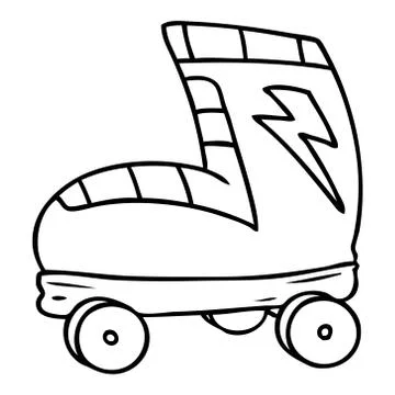 Line drawing doodle roller skate boot Illustrazione stock