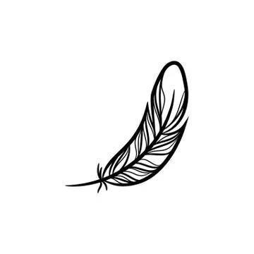 Line drawing feather on white background Stock Illustration