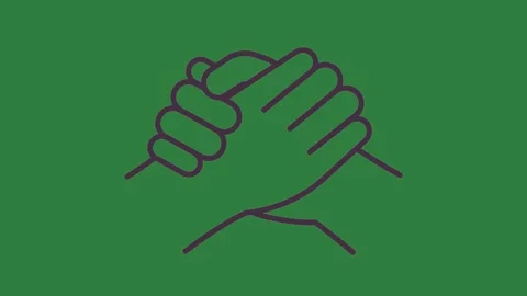 Line drawing of fisting hand and two hands holding each other with microphone... Stock Footage 335978951