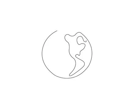 Line drawing of a globe depicting North and South America. Stock Illustration