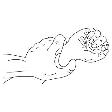 Line drawing of hand holding a small object or fist Illustration