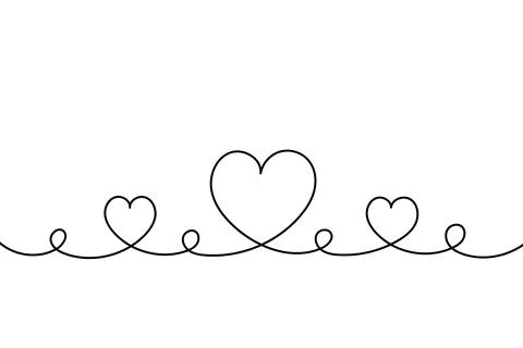 Line drawing of hearts. Stock Illustration