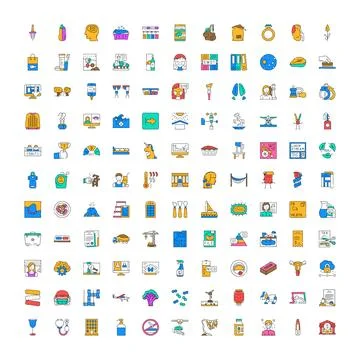 Line drawing icons set for various industries Stock Illustration