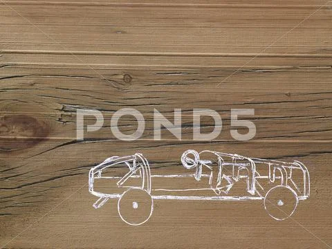 A line drawing image on a natural wood grain background. side profile of a lo Stock Illustration