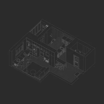Line drawing interior Stock Illustration