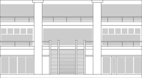 Line drawing of an interior lobby of a building Ilustración de archivo