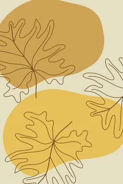 Line drawing of leaf monstera Modern boho single line art background Stock Illustration